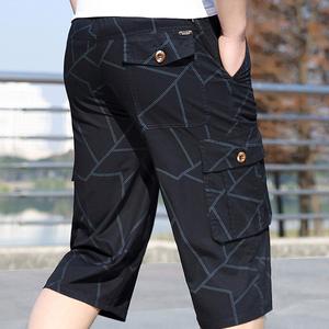 Pantalones Cortos Cargo con Estampado Geométrico para Hombre, Cintura Elástica Negra, Múltiples Bolsillos, Estilo Casual, Secado Rápido, Tela de Poliéster - Product Image 6