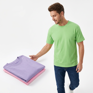 เสื้อยืดคอกลมแขนสั้นผู้ชาย ผ้าฝ้าย 100% ทรงปกติ สีพื้น เรียบง่าย ระบายอากาศได้ดี ผ้าถักน้ำหนัก 240 กรัม ย้อมสีพื้น - Product Image 4