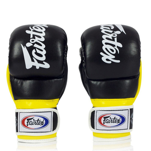 ถุงมือชกมวย Fairtex Pro รุ่นใหม่ สีดำเหลือง หนังแท้ สำหรับฝึกซ้อมมวยไทยและ MMA - Product Image 4