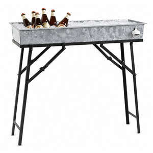 Vintage Galvanized Beverage Tub with Metal Stand Rustic Ice Bucket Wholesale Large Metal <b>Drink</b> <b>Cooler</b> for Wedding Party Catering - Product Image 6