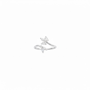 Nuevo Anillo Abierto Ajustable de Oro Puro de 14K y 18K con Diamante Cultivado en Laboratorio, Diseño Floral Marquesa, Tipo Abrazadera, para Boda - Product Image 2