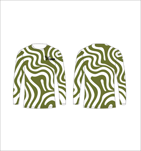 Chemise de pêche à séchage rapide à motif tourbillon olive, t-shirt à manches longues par sublimation - Product Image 4