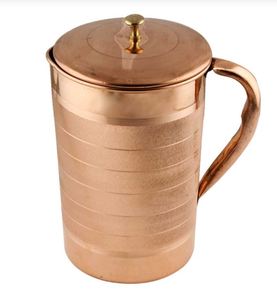 Juego de jarras de cobre para decoración del hogar de inspiración hereditaria, juego de metal para servir agua con vasos, duradero, reutilizable, para cocina y comedor. - Product Image 2