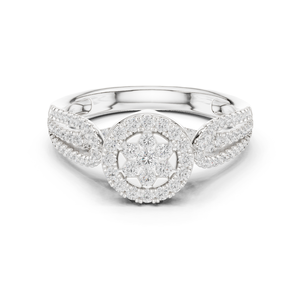 Anillo de Diamantes de Lujo con Alas de Ángel, Plata, para Mujer, Clásico, para Boda o Compromiso, Certificado IGI, Corte Brillante Redondo - Product Image 1