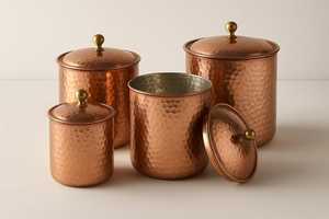 Vintage Copper Handmade Dishwasher Safe Eco-Friendly Lid <b>Jar</b> Canister Kitchen Storage Vessel Tea Coffee Sugar Container <b>Spice</b> - Product Image 1