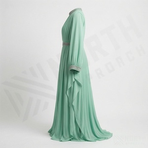 ชุดมุสลิมผู้หญิงแขนยาวเรียบง่ายคุณภาพสูงระบายอากาศได้ดี สไตล์อิสลามแบบอาบายะห์ คัฟตัน ผ้าฝ้ายทรงแม็กซี่ รับสกรีนโลโก้ - Product Image 3