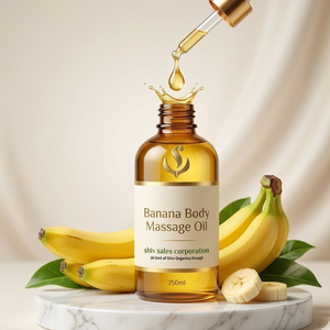 Huile de massage corporel à la banane pour une peau lisse et éclatante, gamme de produits de soin de luxe pour les acheteurs mondiaux - Product Image 1