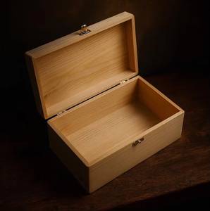 Unfinished <b>Wooden</b> <b>Storage</b> <b>Chest</b> Natural Pine Wood Keepsake Box Rectangular <b>Wooden</b> Container Vintage Metal Latch Lock Packaging - Product Image 4