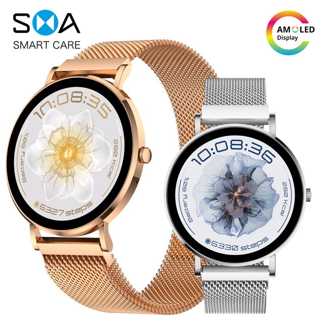 AM28 Elegant Zinc Alloy Smart Watch 7mm Ultra-Slim Design AMOLED Display Voice Assistant Fitness Tracker