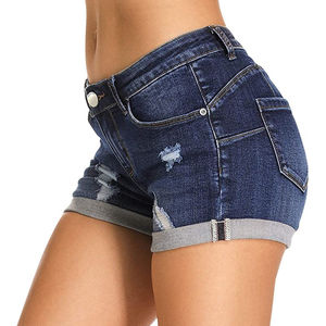 Distressed Denim <b>Shorts</b> Skinny Stretchy Denim <b>Shorts</b> <b>for</b> <b>Women</b> with Cuffed Hem Stylish Casual Summer Wear Denim <b>Shorts</b> - Product Image 4