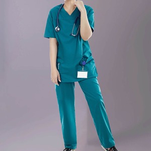 Ensemble de blouses médicales pour femmes, couleur turquoise, haut à col en V avec pantalon, uniformes d'hôpital pour infirmières et personnel de santé - Product Image 1