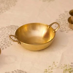 Kadahi en laiton martelé avec double poignée et couvercle pour cuisine domestique, cuisson sur cuisinière, pot de cuisson durable, Kadahi rond - Product Image 2