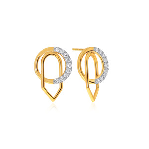 Pendientes de Diamantes Minimalistas con Corte Brillante Redondo en Oro Amarillo, para Uso Diario Femenino, Cuteness Amplified - Product Image 2
