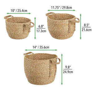 Panier en jonc de mer tressé à la main, écologique, bac de rangement naturel pour le linge et les jouets - Product Image 2