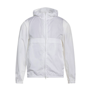 <b>Mens</b> <b>White</b> Hooded Windproof <b>Jacket</b> Casual Spring Outerwear Full Zip Regular Fit Solid Color Polyester Shell - Product Image 1