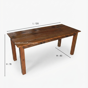 Mesa de Comedor Cuadrada de Madera Maciza Hecha a Mano, Diseño Sostenible Multifuncional de Madera de Barco Reciclada Natural - Product Image 1