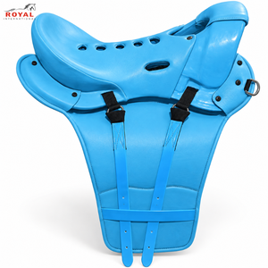 Selle de cheval Blue Endurance à siège incurvé, panneau latéral long, système à double sangle |   Équipement d'équitation léger et confortable Pro - Product Image 1