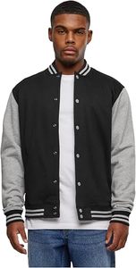Chaqueta Varsity Negra y Gris para Hombre con Cierre de Botones, Corte Regular, Estilo Casual, Cuello Camisero, Material de Poliéster y Algodón - Product Image 3