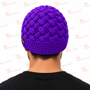 Gorro de Punto Morado para Hombre Tiiierwear, Color Sólido, Cálido para Invierno, Gorro Casual, 100% Acrílico, Tejido a Mano para Adultos - Product Image 4