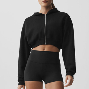 Sudadera Corta de Algodón para Mujer, Informal, Deportiva, de Manga Larga, Estilo Pullover - Product Image 1