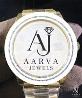 Montre mécanique pour femme AARVA JEWELS, cadran en cristal de saphir, affichage analogique, bracelet en acier inoxydable, couleur or