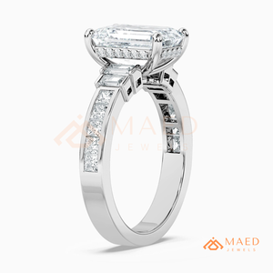 Moissanite <b>Emerald</b> Cut <b>Ring</b> for Women <b>Silver</b> Tone Engagement Wedding Anniversary Jewelry Elegant Daily Wear Style - Product Image 6
