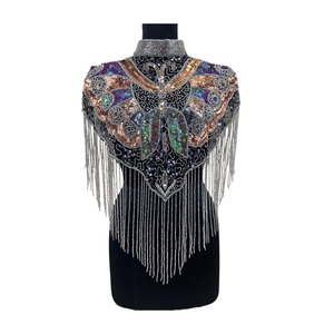 Cape Traditionnelle de Qualité Supérieure Ornée de Perles et de Paillettes pour Femme, Motif Floral, 100% Coton, Idéale pour Mariage, Cérémonie et Soirée Festive - Product Image 1