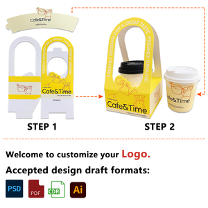 Porte-gobelets à café jetables personnalisés en papier kraft avec logo personnalisé, porte-gobelets à café ou thé à emporter - Product Image 6