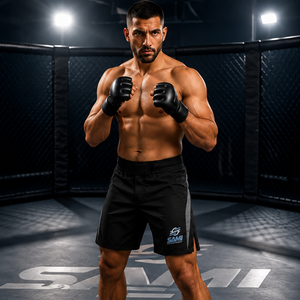 SAMI ENTERPRISES Erwachsene Unisex Schwarze MMA-Kampfshorts mit Digitaldruck, Reguläre Passform, Schnelltrocknend, Feuchtigkeitsableitend, 140g - Product Image 6