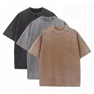 Camiseta de Verano de Algodón Grueso Oversize para Hombre, Estilo Vintage Lavado, Ajuste Holgado, Manga Corta, Top Casual Streetwear para Hombre, Mujer, Unisex - Product Image 1