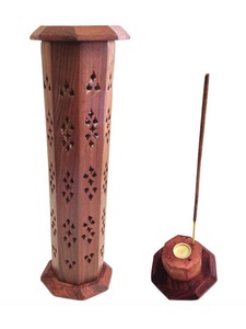 Quemador de Incienso Hexagonal de Madera Hecho a Mano con Recolector de Humo y Soporte para Varillas, para Aromaterapia y Meditación - Product Image 2