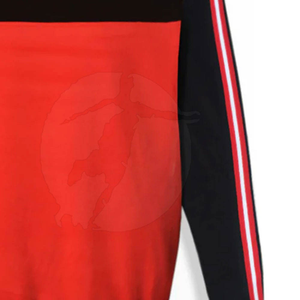 Sudadera de Punto con Bloques de Color Rojo y Negro para Hombre, Cuello Redondo, Corte Regular, Estampado por Sublimación, Transpirable, Estilo Casual de Otoño - Product Image 2