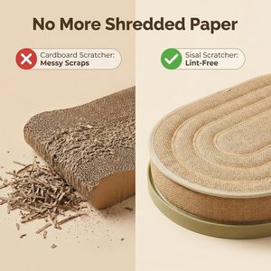 Sisal <b>Cat</b> Scratcher Lounge, 2-in-1 <b>Cat</b> Bed with Durable Base, <b>Plush</b> Foam Cushion,22"by 14" 0val nest no mess furniture protector - Product Image 2