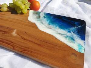 Planche à découper rectangulaire en bois, thème plage, 1,3 cm d'épaisseur, non toxique, facile à nettoyer, passe au lave-vaisselle - Product Image 4