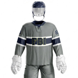 Ensemble uniforme de hockey sur glace pour homme adulte, maillot et pantalon sublimés respirants, sans manches, col en V, anti-humidité, motif camouflage à pois - Product Image 5