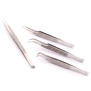 Pince à épiler à 45 degrés faux cils outils avec pochette en cuir emballage disponible en stock pince à épiler antistatique - Product Image 5