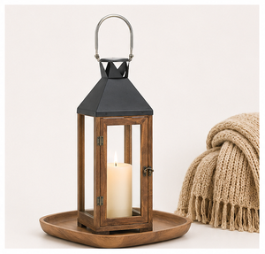 Farol de vela rústico hecho a mano de madera y metal, farol decorativo vintage grande para decoración de bodas e iluminación de jardín al aire libre - Product Image 2