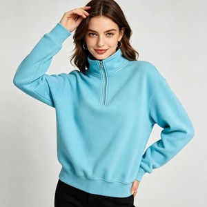 เสื้อสเวตเชิ้ตผู้หญิงสีกรมท่า คอกลม แขนยาว ผ้าถัก สีพื้น สไตล์ลำลอง สำหรับฤดูหนาว เป็นมิตรกับสิ่งแวดล้อม น้ำหนัก 200 กรัม ผ้าฝ้าย 100% ระบายอากาศได้ดี - Product Image 4