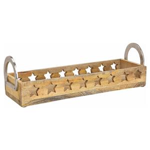 Bandeja de Madera de Mango con Diseño Elegante en Forma de Estrella, Tallada a Mano, con Asas Metálicas, Diseño Personalizado, Bandejas de Madera Hechas a Mano para Servir y Decorar - Product Image 2