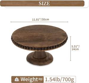 Support à gâteau en bois massif écologique, compatible lave-vaisselle, fait main, plateau de service sur piédestal pour mariage, anniversaire, table de desserts, pâtisserie - Product Image 4