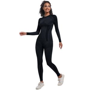 Haute qualité sans couture tricoté ajustement serré haute élastique longue <span class=keywords><strong>combinaison</strong></span> <span class=keywords><strong>de</strong></span> <span class=keywords><strong>Ski</strong></span> sport course Fitness Yoga costume pour les femmes - Product Image 5