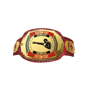 Ceinture de championnat de boxe personnalisée avec texte et design sur mesure, ceinture rouge et or de qualité supérieure pour les événements de boxe et les collectionneurs - Product Image 1
