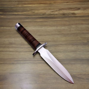 Cuchillo de hoja fija de doble filo de gran venta con mango de cuero apilado y ranura central, de calidad económica con servicio OEM - Product Image 5