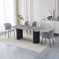 Table à manger en céramique noire minimaliste nordique, design moderne, 8 places, rectangulaire, réglable, meubles de salle à manger