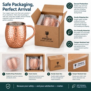 Hammered Copper <b>Mug</b> 18 Oz Classic Style With Handle <b>Thermal</b> Insulation For Home Use - Product Image 5