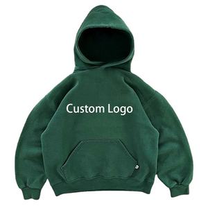 Sweat à capuche épais en coton bouffant imprimé pour femmes en gros Sweat-shirt confortable vert violet - Product Image 3