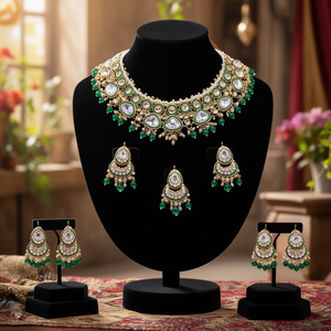Conjunto de Collar en Capas de Moda con Baño de Oro, Kundan y Meenakari - 10575570DGR - Product Image 2