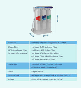 Sistema de Ósmosis Inversa Certificado de 5 Etapas para Debajo del Fregadero, de Plástico Eléctrico para el Hogar, con Capacidad de 50/75/100 GPD - Product Image 2