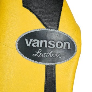 Blouson de moto en cuir jaune Vanson avec fermeture éclair, style motard pour homme, vêtement d'automne coupe-vent et écologique - Product Image 4