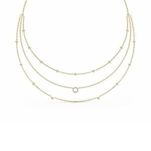 Collier à pendentif triple rangs en or rose 9 carats avec diamant de laboratoire taille ronde 1,34 carats total (CTW) - Product Image 6